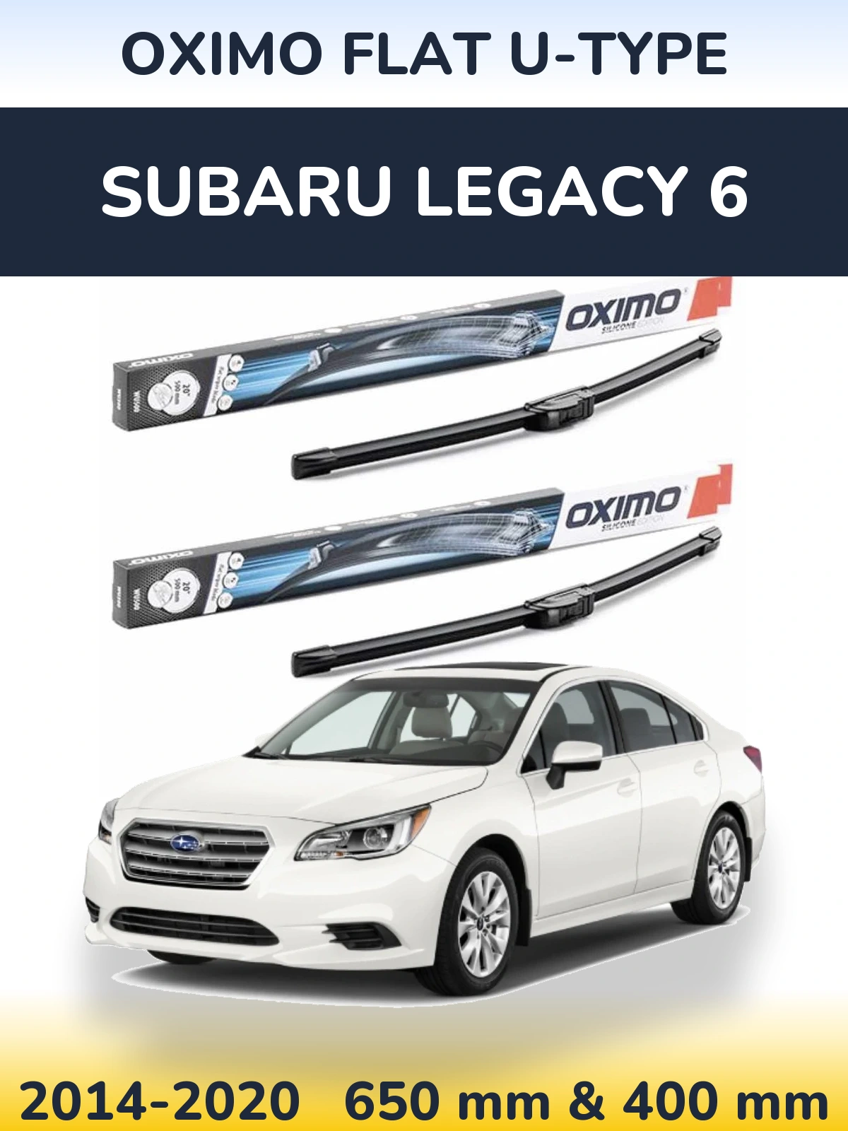 Sada předních stěračů Oximo Flat U-type 650 a 400 mm pro Subaru Legacy 6 2014-2020