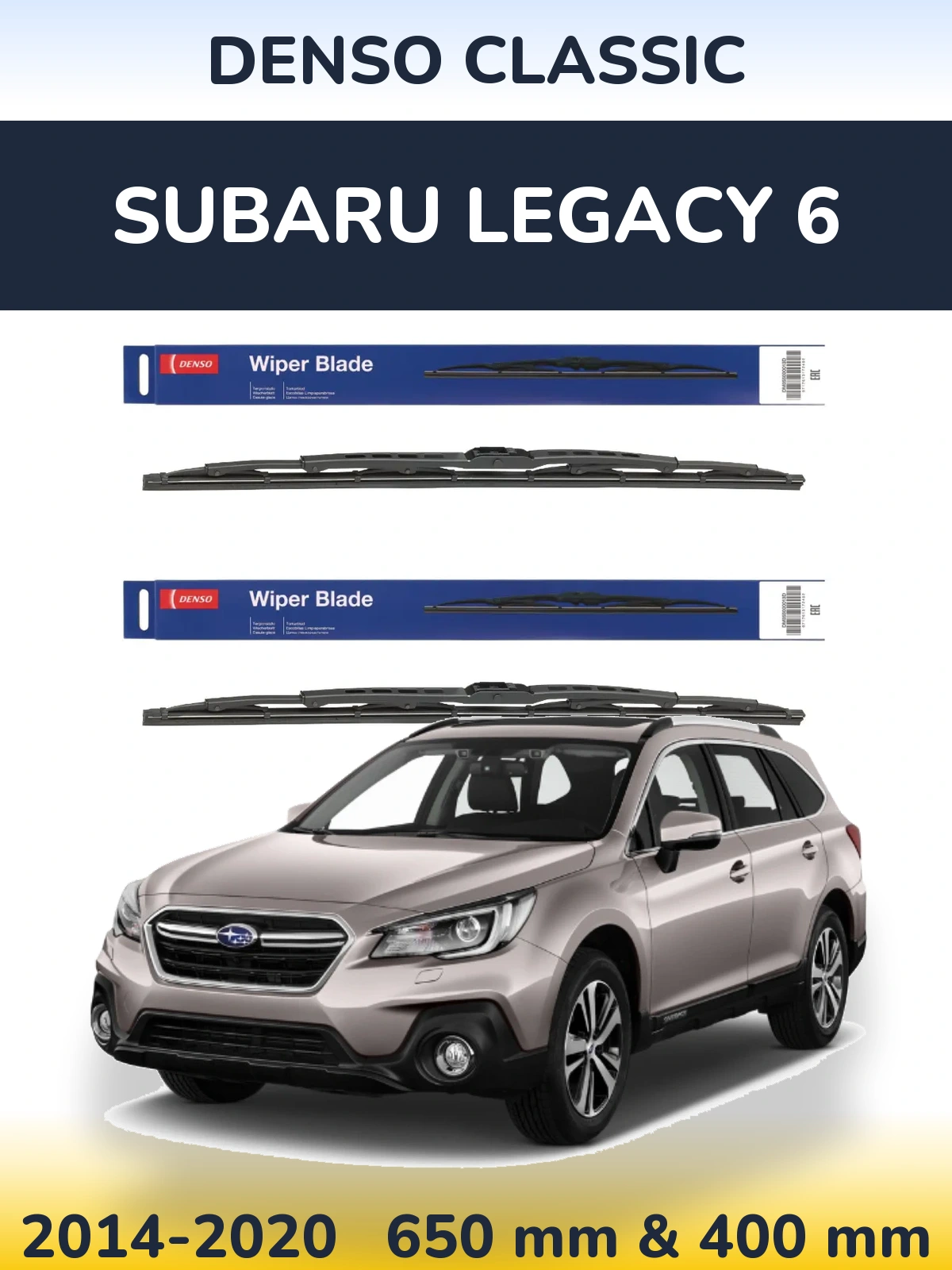 Sada předních stěračů Denso Classic 650 a 400 mm pro Subaru Legacy 6 2014-2020