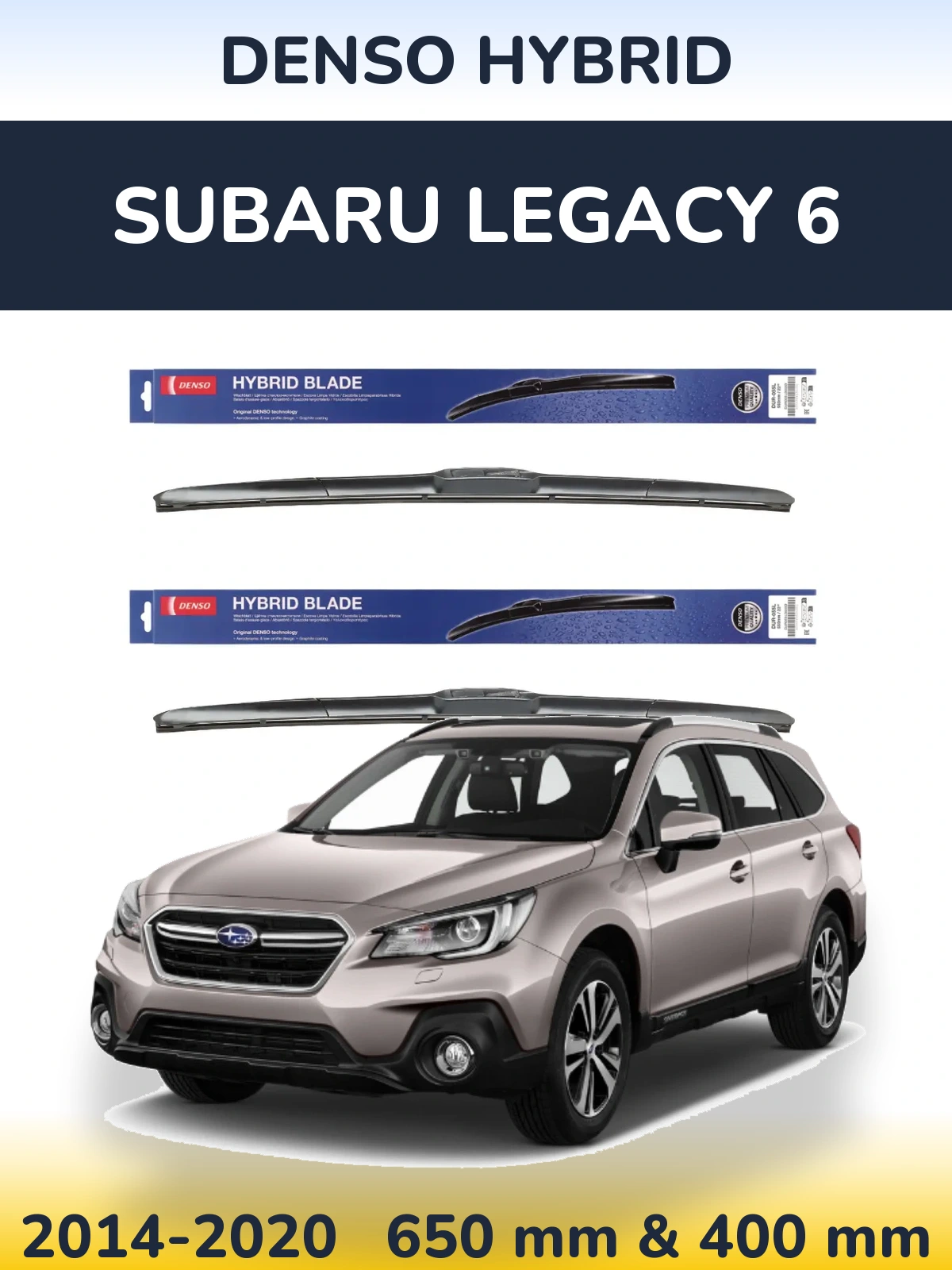 Sada předních stěračů Denso Hybrid 650 a 400 mm pro Subaru Legacy 6 2014-2020