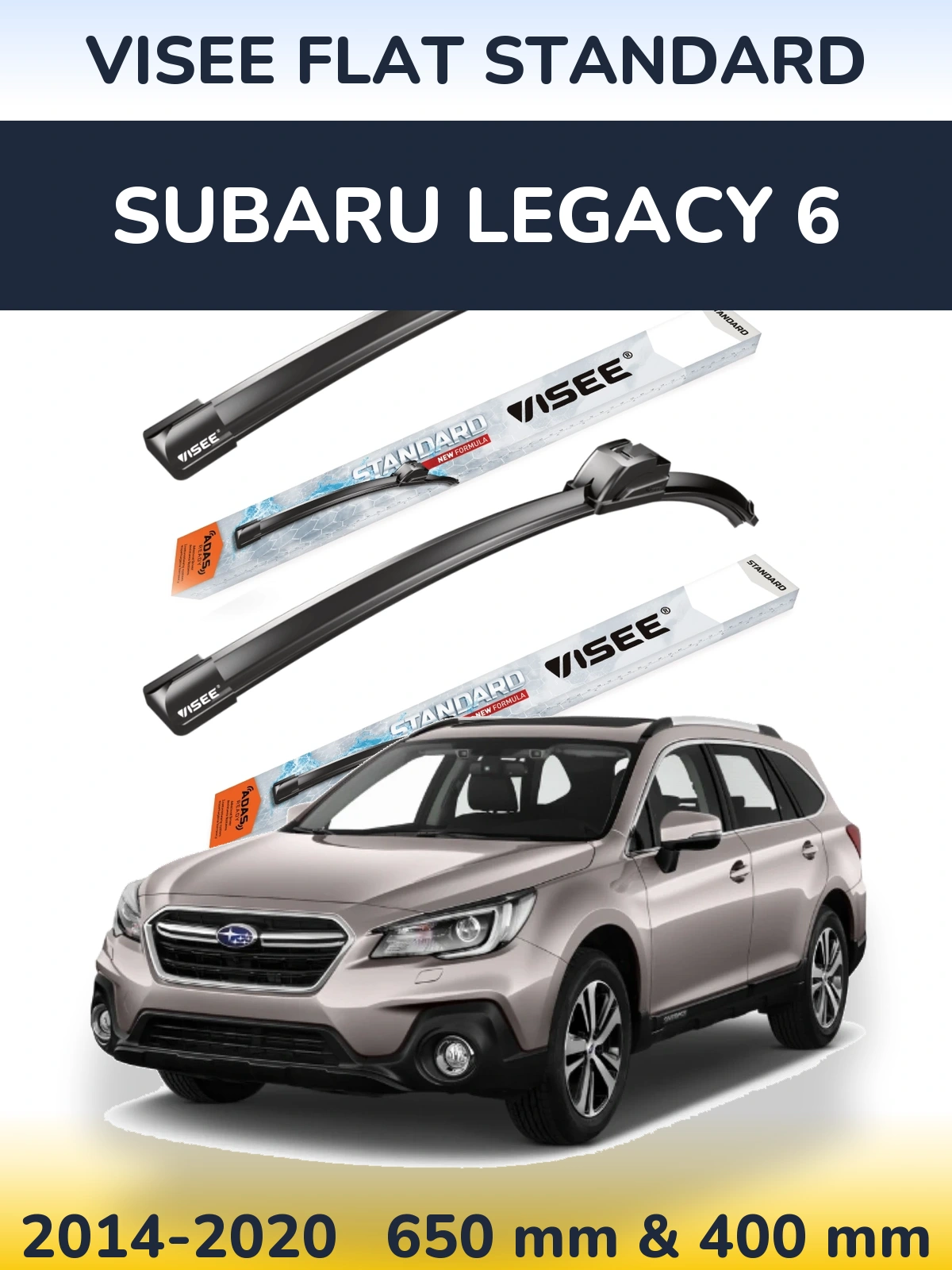 Sada předních stěračů VISEE FLAT STANDARD 650 a 400 mm pro Subaru Legacy 6 2014-2020