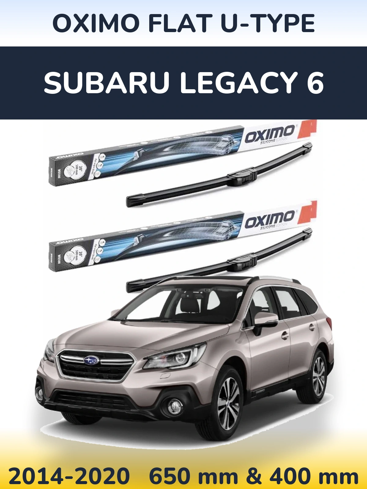 Sada předních stěračů Oximo Flat U-type 650 a 400 mm pro Subaru Legacy 6 2014-2020