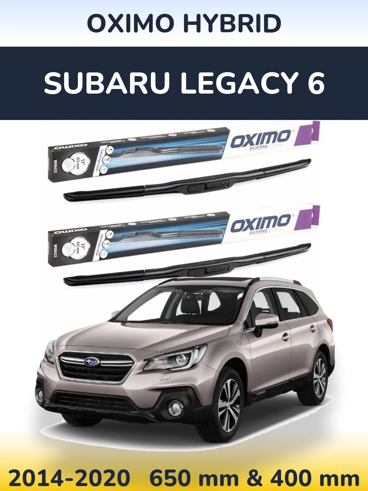 Sada předních stěračů Oximo Hybrid 650 a 400 mm pro Subaru Legacy 6 2014-2020