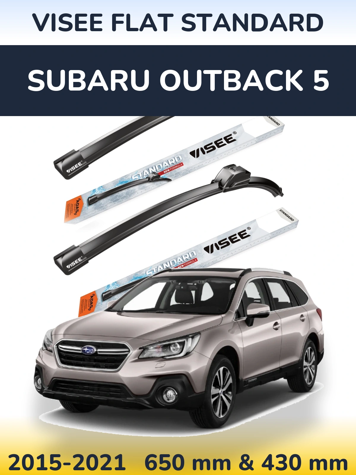 Sada předních stěračů VISEE FLAT STANDARD 650 a 430 mm pro Subaru Outback 5 2015-2021