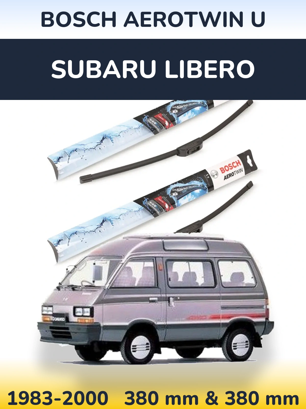 Sada předních stěračů BOSCH AeroTwin U 380 a 380 mm pro Subaru Libero 1983-2000