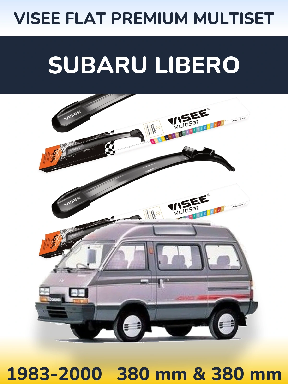 Sada předních stěračů VISEE FLAT PREMIUM MultiSet 380 a 380 mm pro Subaru Libero 1983-2000