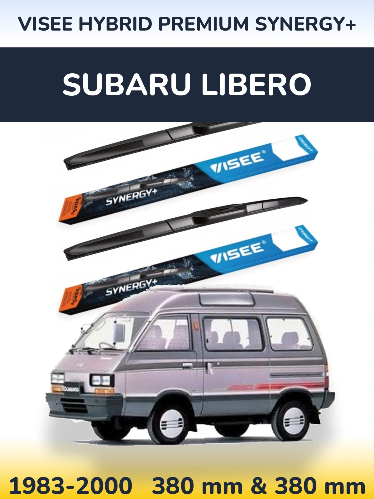 Sada předních stěračů VISEE HYBRID PREMIUM SYNERGY+ 380 a 380 mm pro Subaru Libero 1983-2000