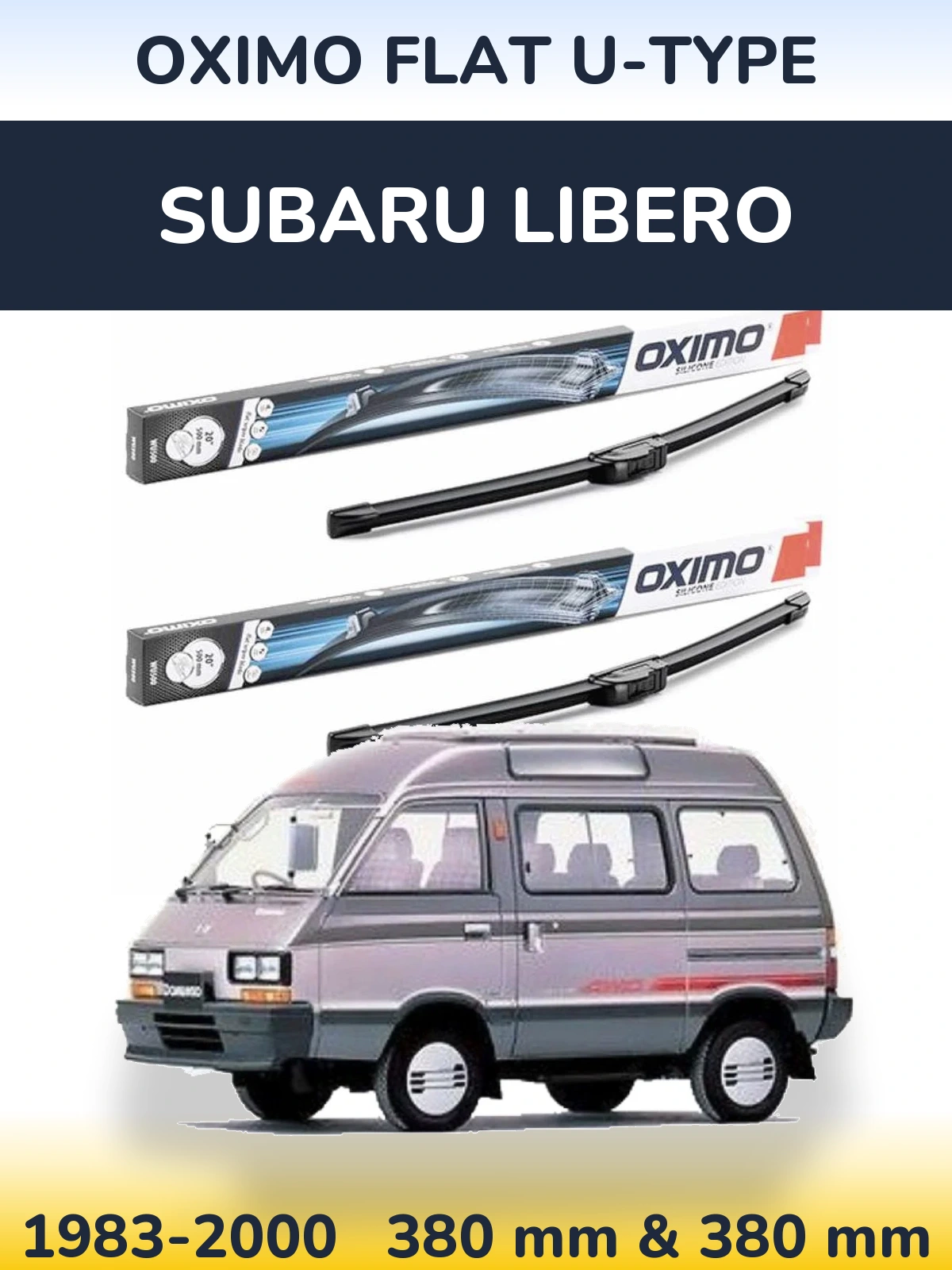 Комплект передніх щіток Oximo Flat U-type 380 & 380 мм для Subaru Libero 1983-2000
