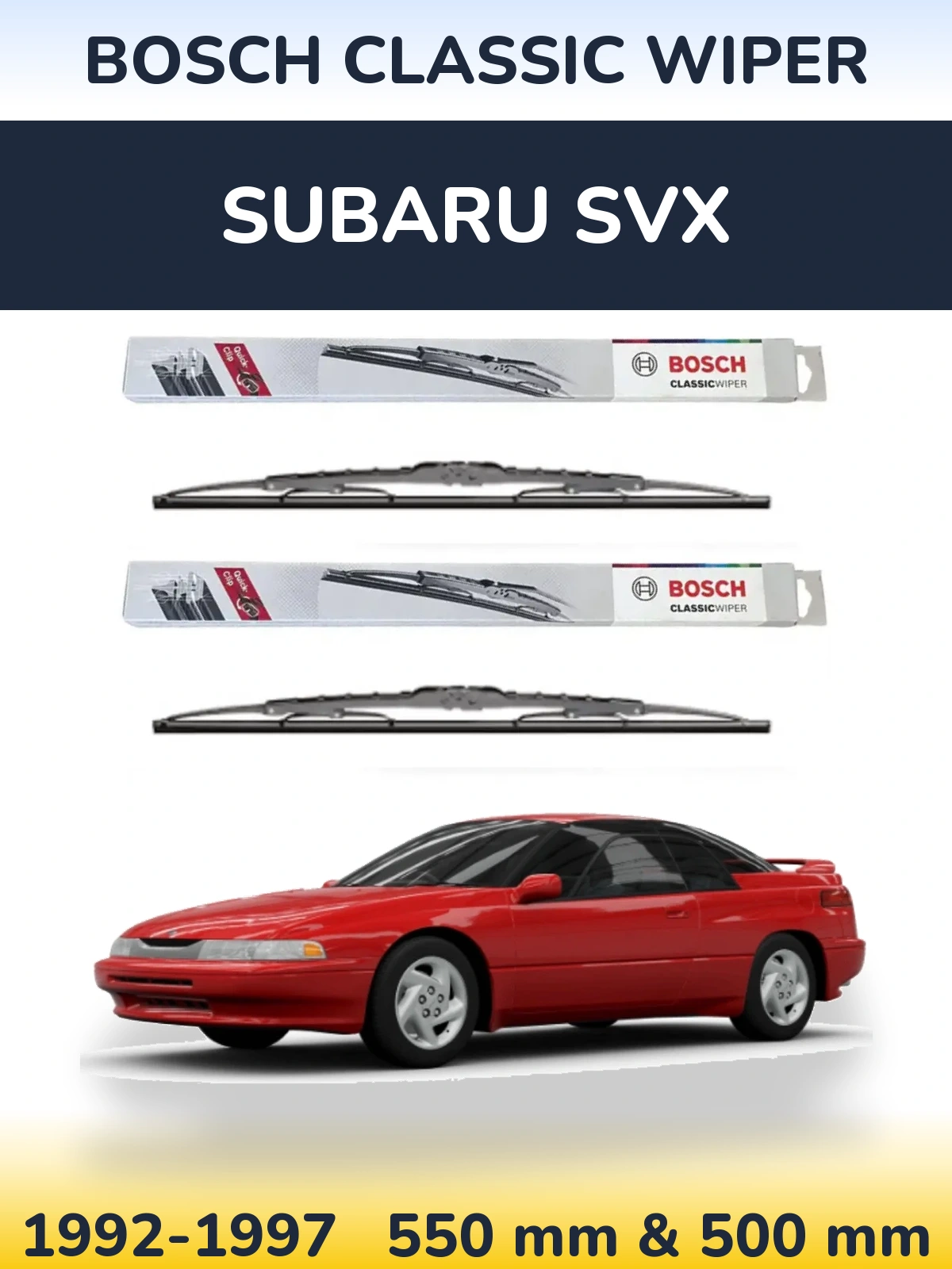 Sada předních stěračů BOSCH Classic Wiper 550 a 500 mm pro Subaru SVX 1992-1997