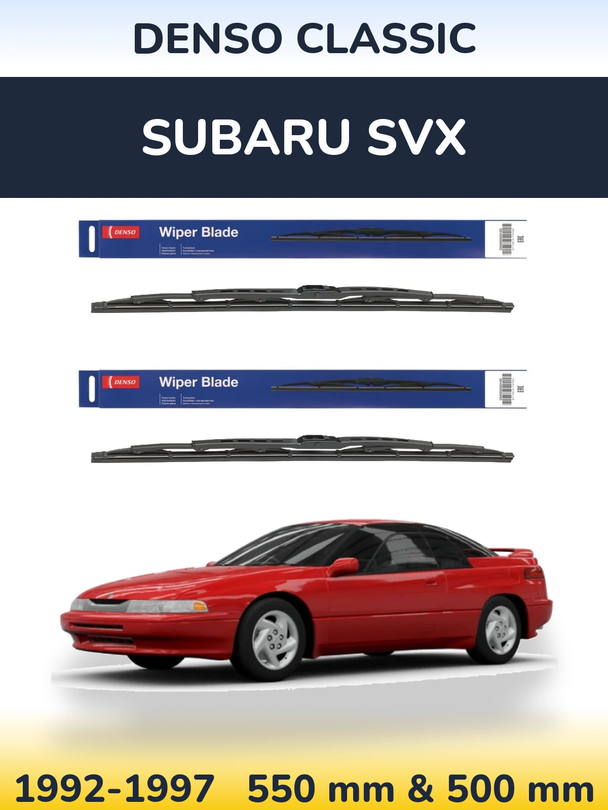 Sada předních stěračů Denso Classic 550 a 500 mm pro Subaru SVX 1992-1997