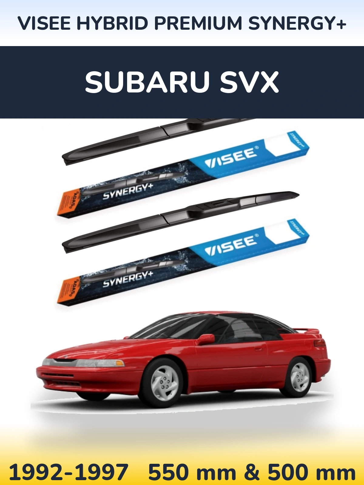 Sada předních stěračů VISEE HYBRID PREMIUM SYNERGY+ 550 a 500 mm pro Subaru SVX 1992-1997