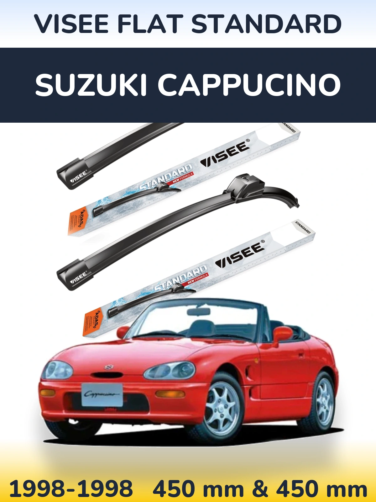 Sada předních stěračů VISEE FLAT STANDARD 450 a 450 mm pro Suzuki Cappucino 1998-1998