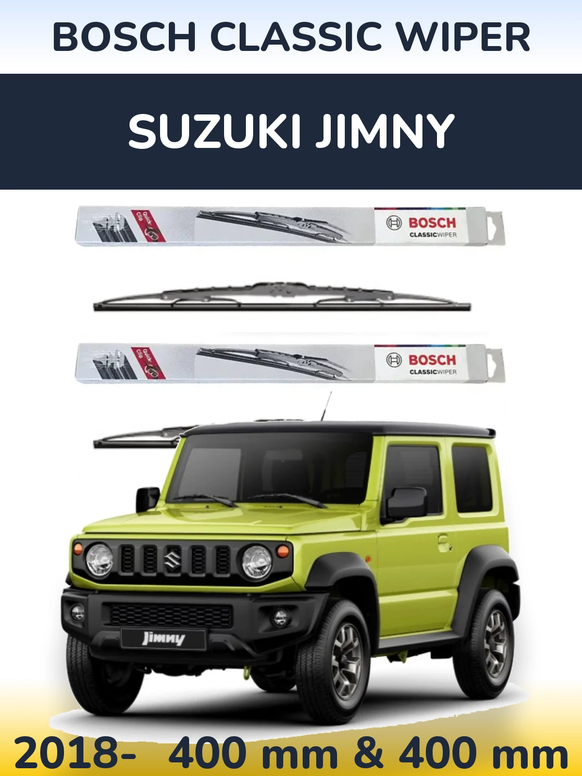 Sada předních stěračů BOSCH Classic Wiper 400 a 400 mm pro Suzuki Jimny 2018-2026