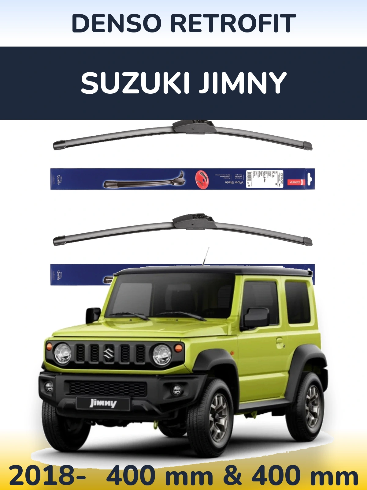 Sada předních stěračů Denso Retrofit 400 a 400 mm pro Suzuki Jimny 2018-2026