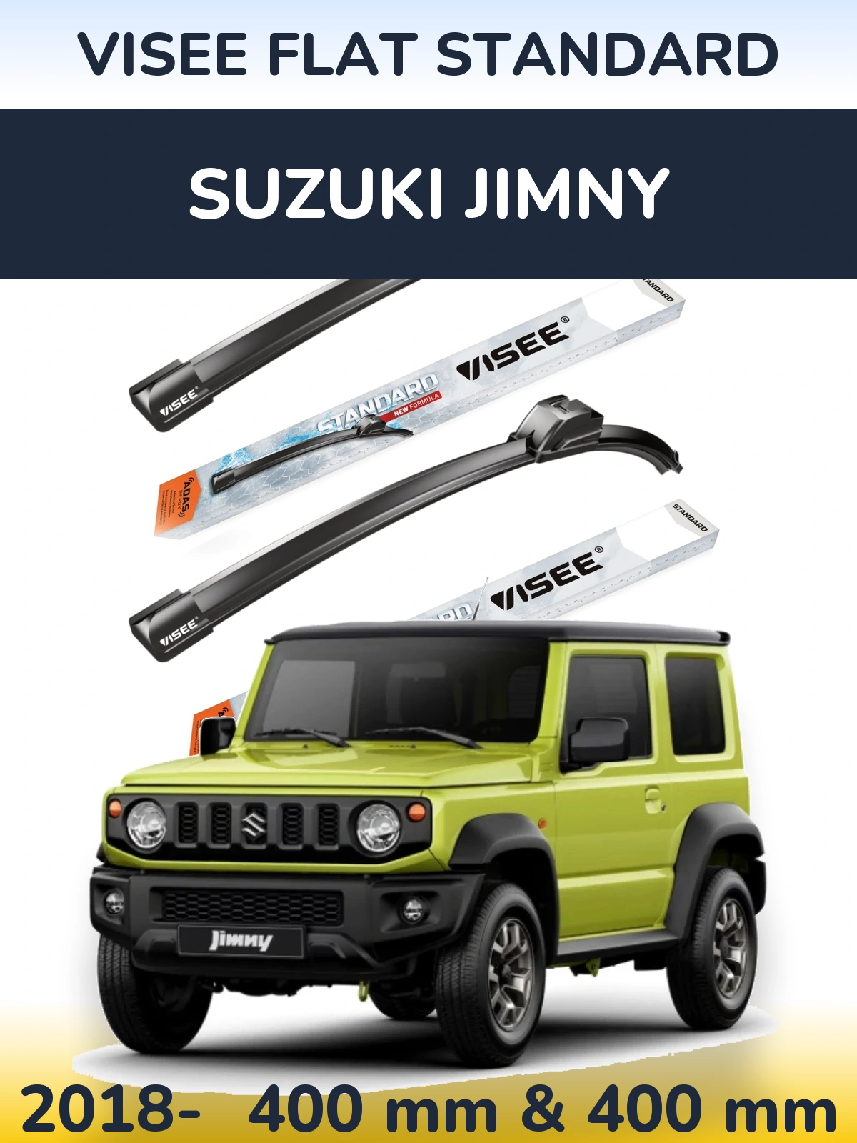 Sada předních stěračů VISEE FLAT STANDARD 400 a 400 mm pro Suzuki Jimny 2018-2026
