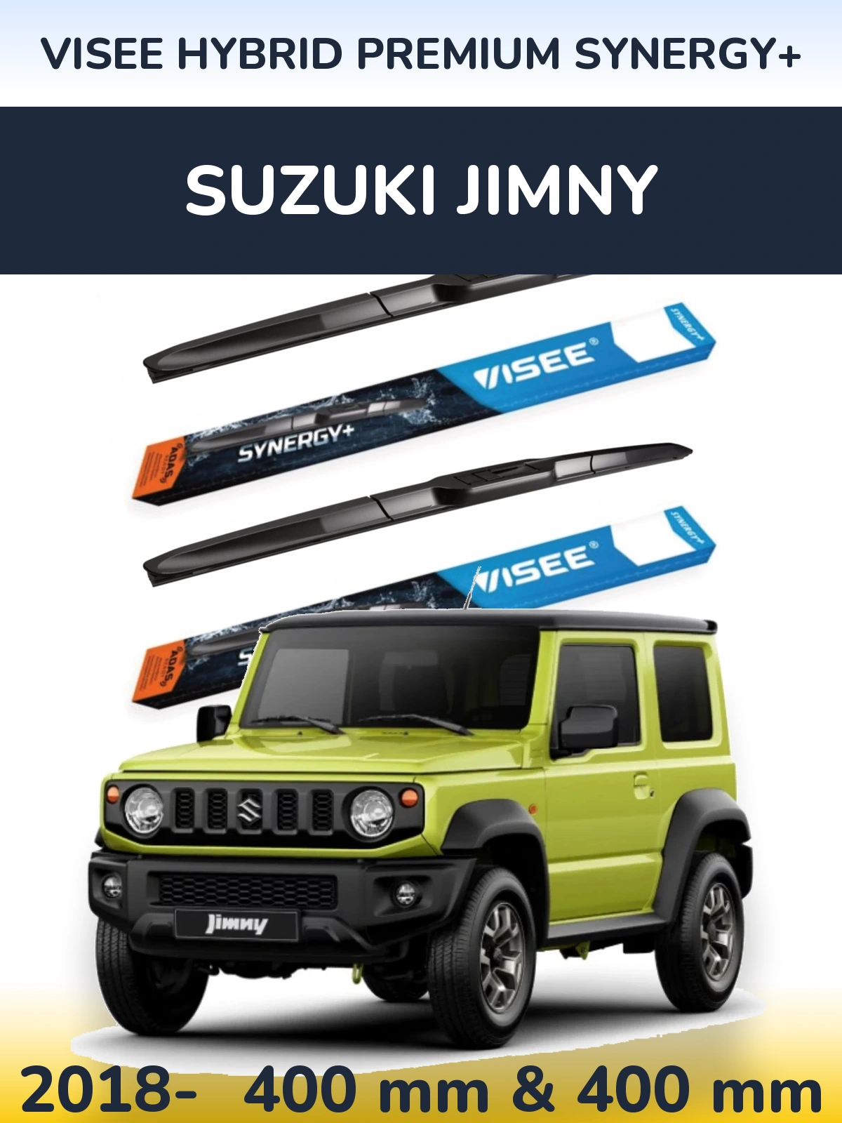 Sada předních stěračů VISEE HYBRID PREMIUM SYNERGY+ 400 a 400 mm pro Suzuki Jimny 2018-2026