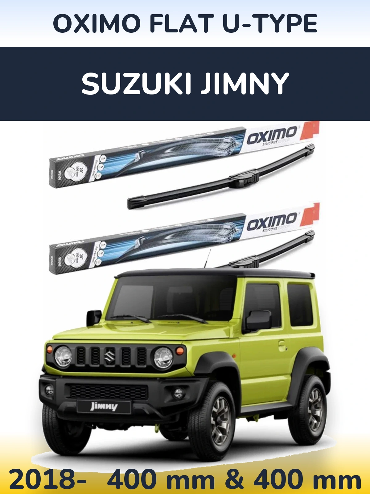 Sada předních stěračů Oximo Flat U-type 400 a 400 mm pro Suzuki Jimny 2018-2026