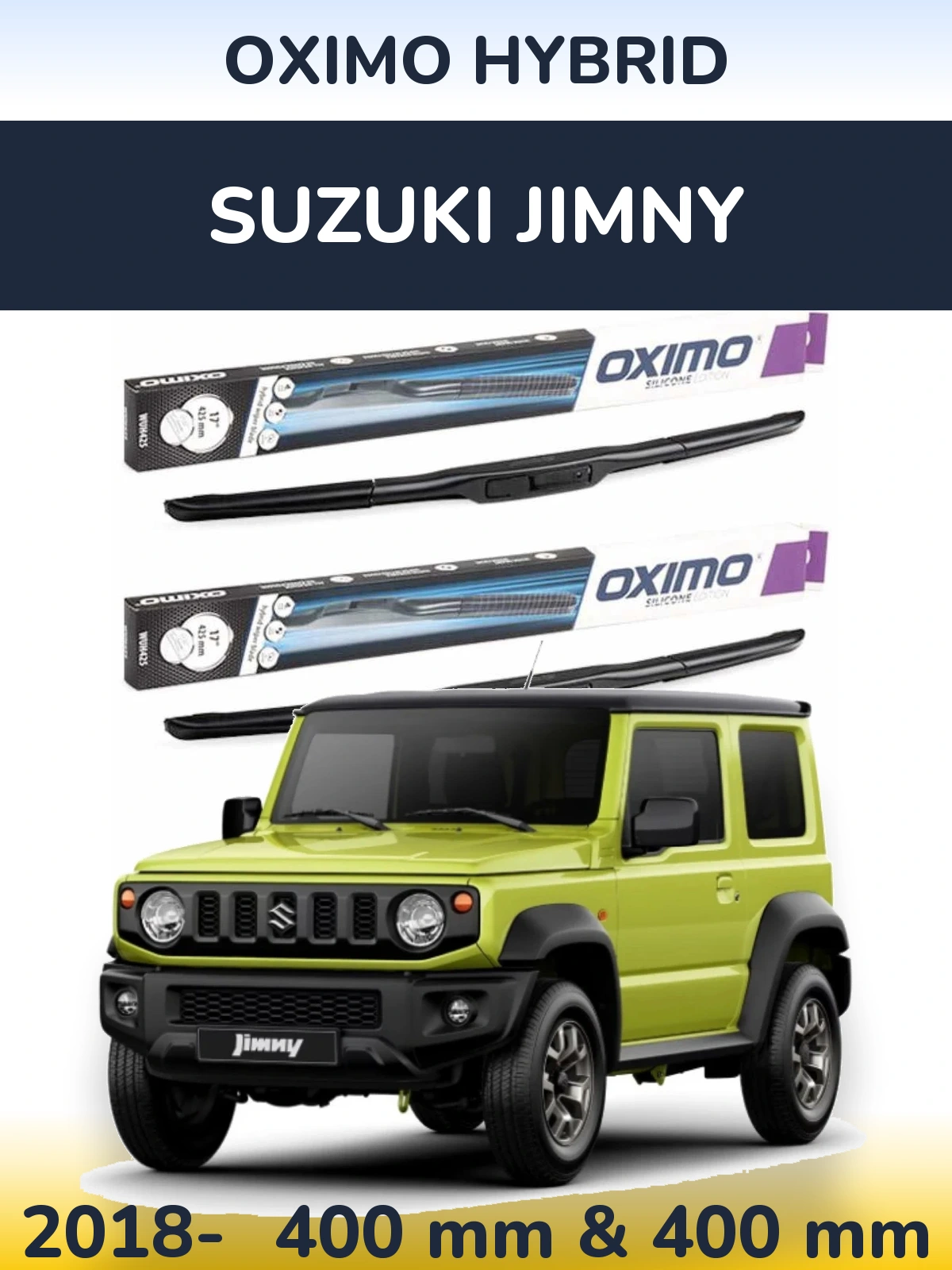 Sada předních stěračů Oximo Hybrid 400 a 400 mm pro Suzuki Jimny 2018-2026