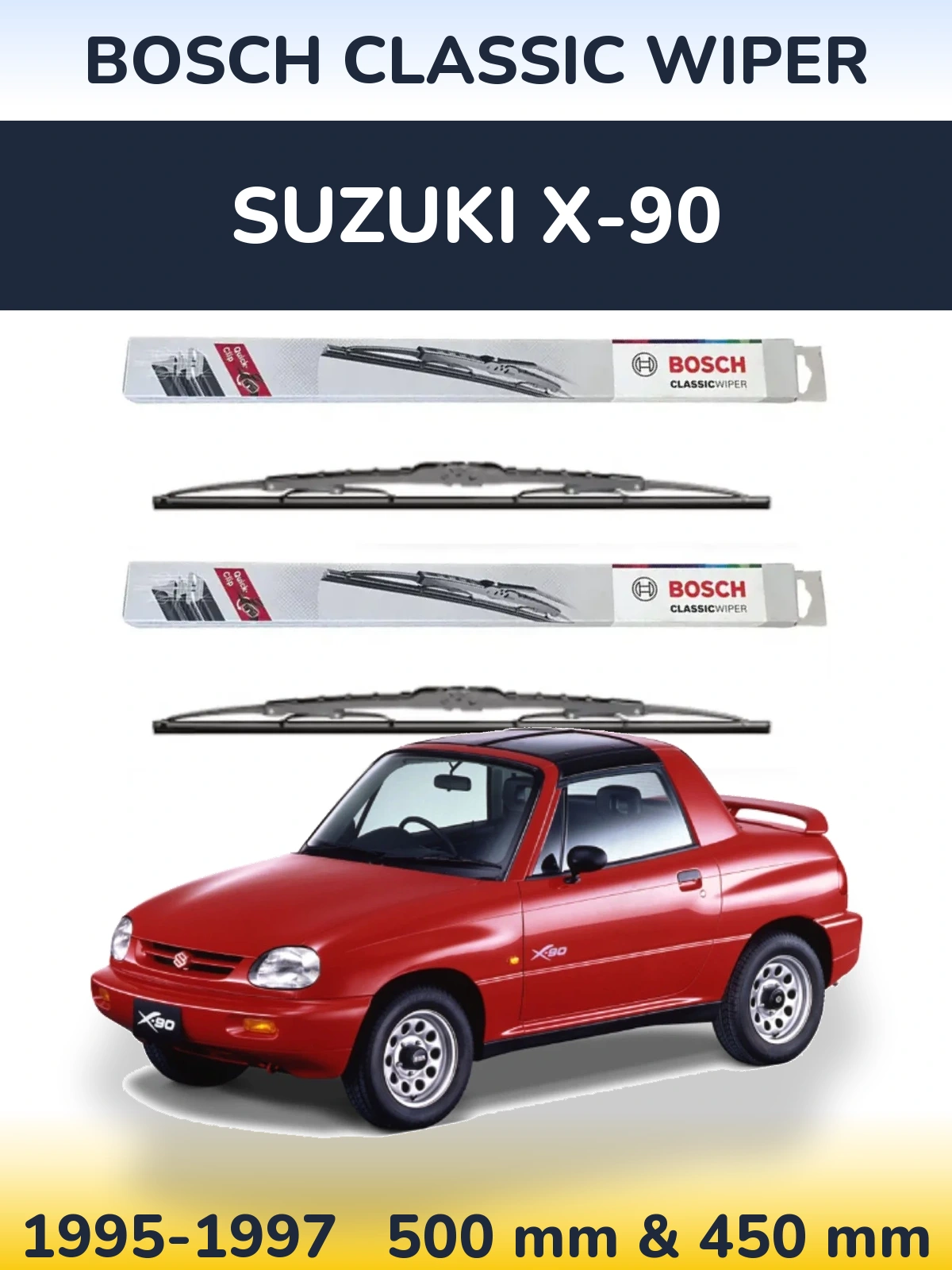 Комплект передніх щіток BOSCH Classic Wiper 500 & 450 мм для Suzuki X-90 1995-1997