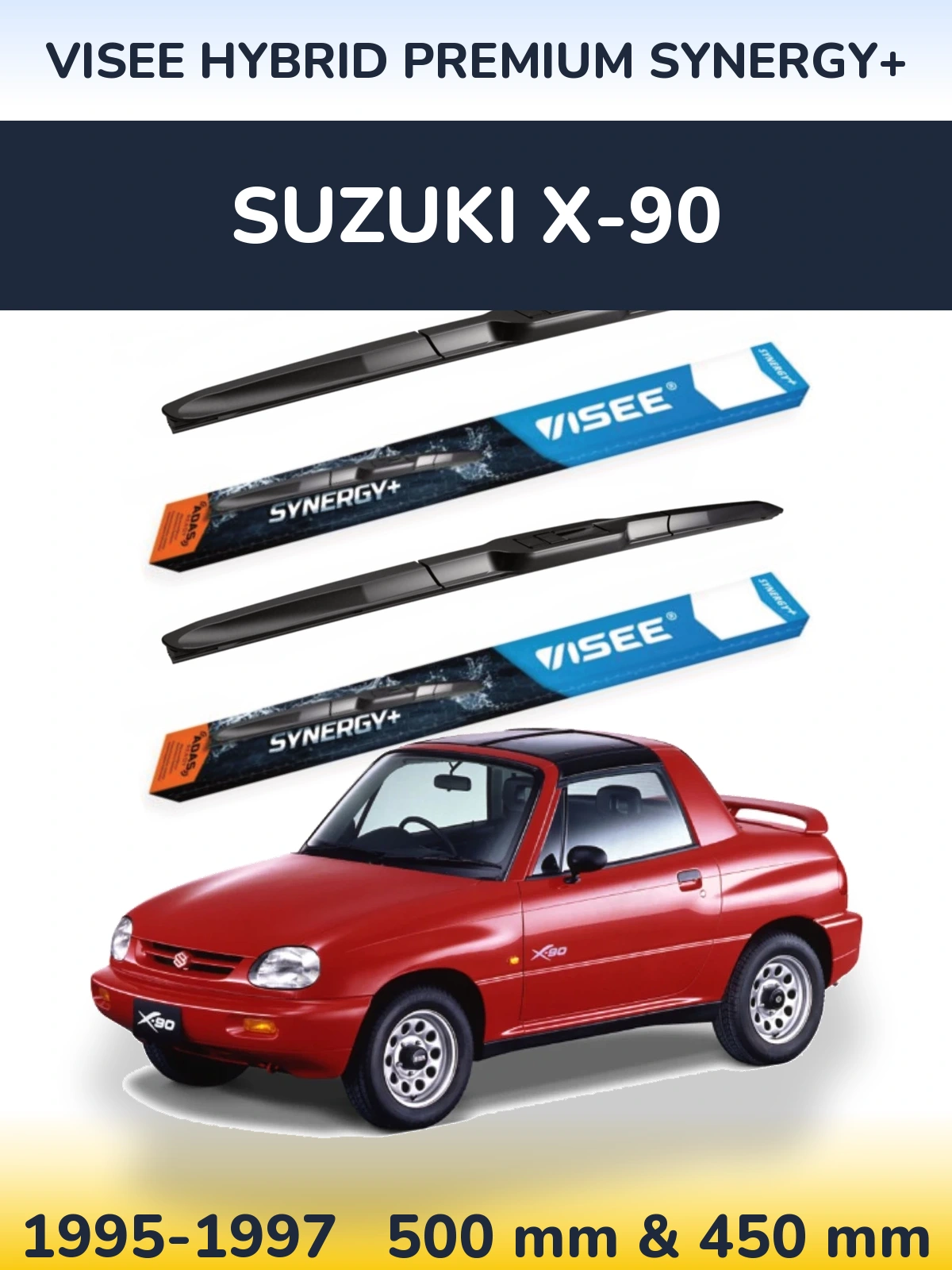 Комплект передніх щіток VISEE HYBRID PREMIUM SYNERGY+ 500 & 450 мм для Suzuki X-90 1995-1997