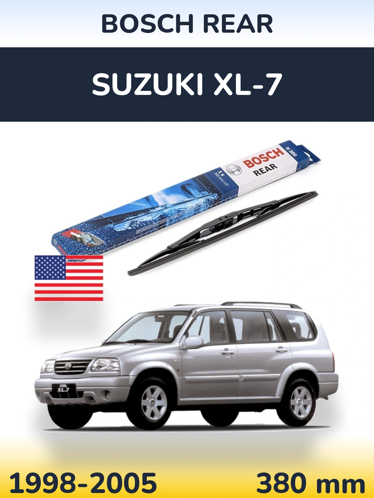 Zadní stěrač BOSCH Rear 380 mm pro Suzuki XL-7 1998-2005