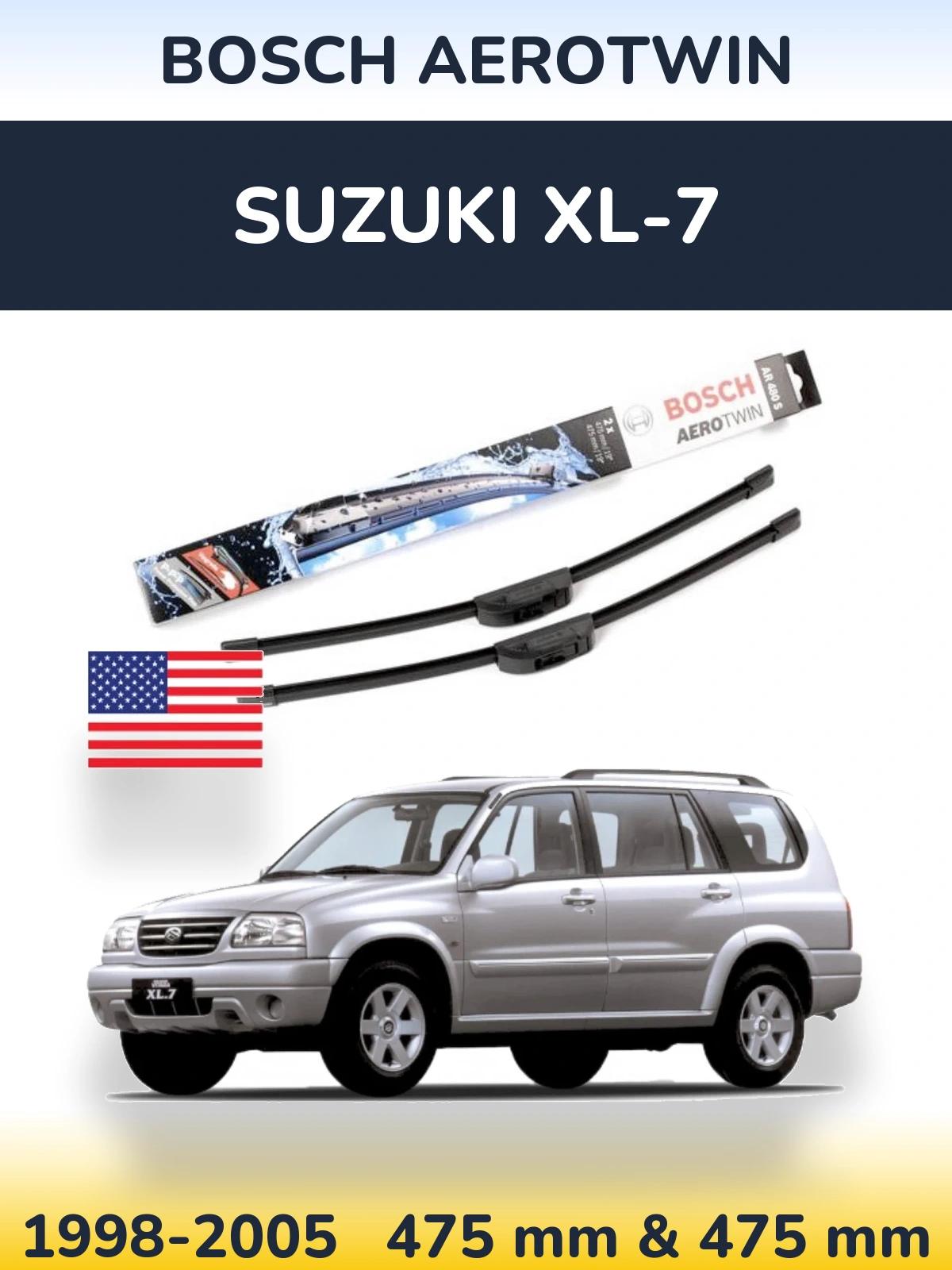 Sada předních stěračů BOSCH AeroTwin 475 a 475 mm pro Suzuki XL-7 1998-2005