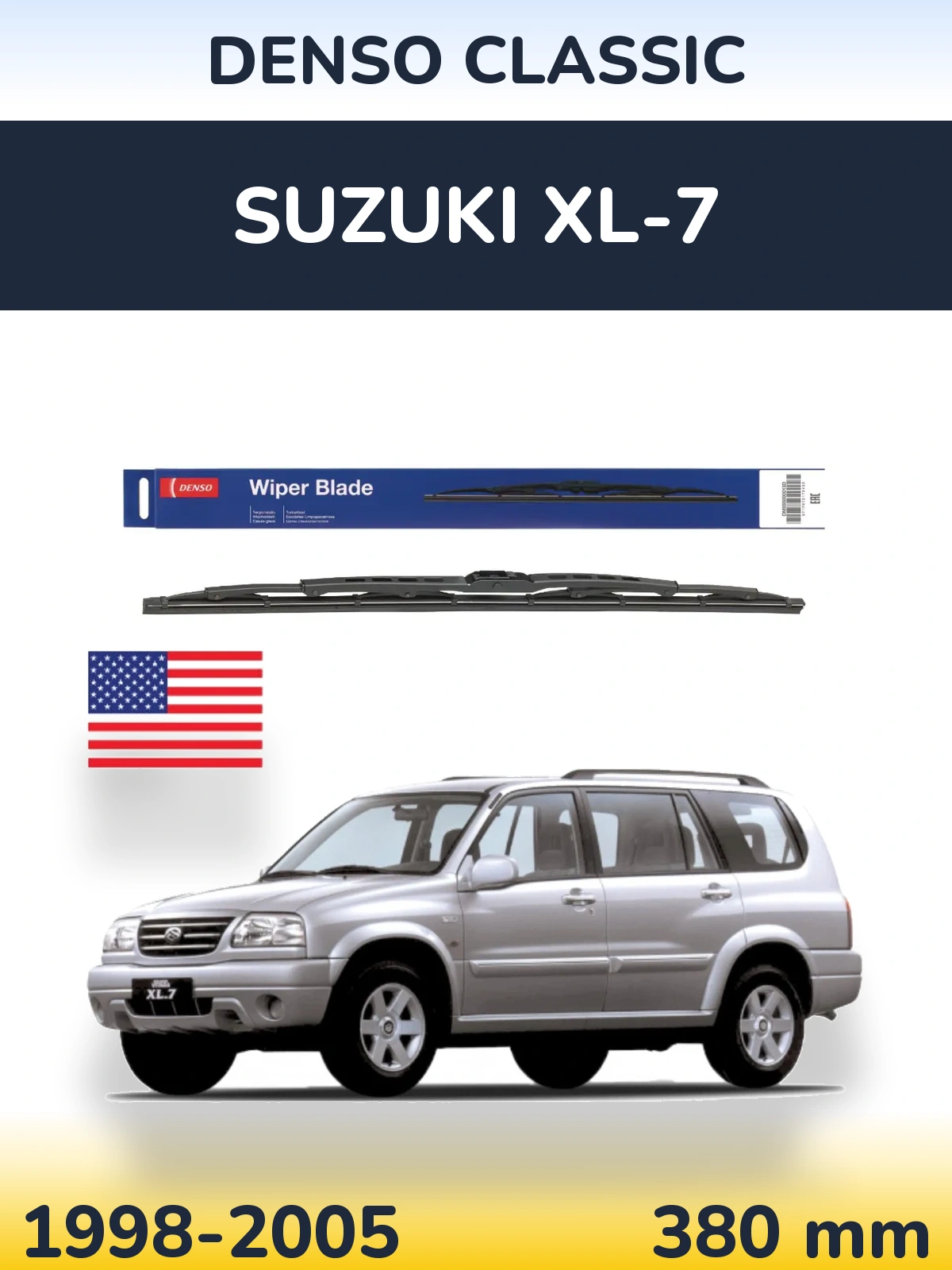 Zadní stěrač Denso Classic 380 mm pro Suzuki XL-7 1998-2005