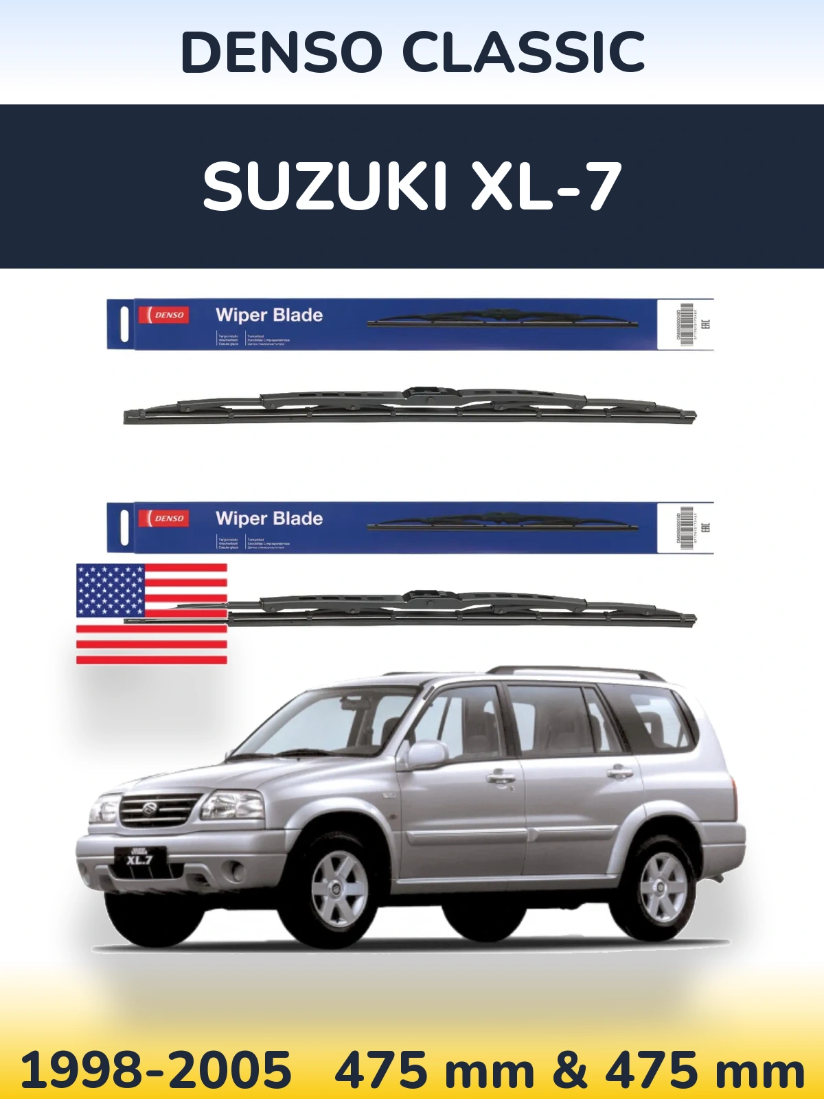 Sada předních stěračů Denso Classic 475 a 475 mm pro Suzuki XL-7 1998-2005