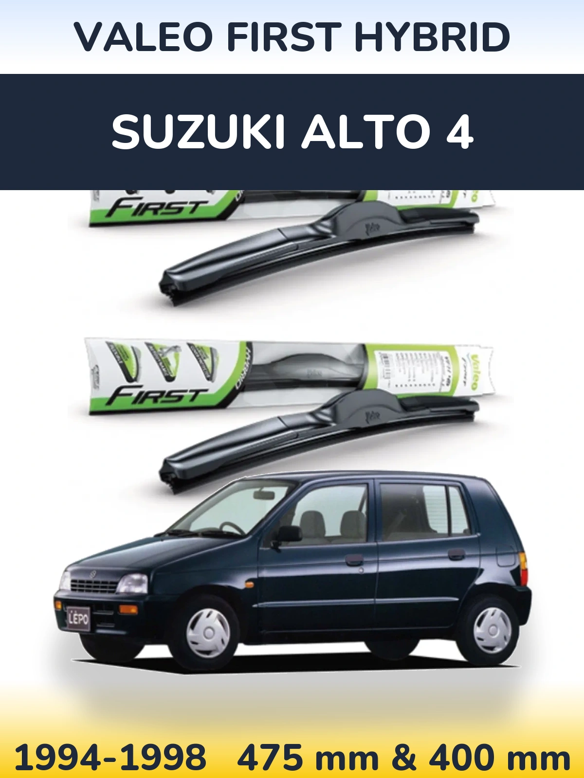 Sada předních stěračů Valeo First Hybrid 475 a 400 mm pro Suzuki Alto 4 1994-1998