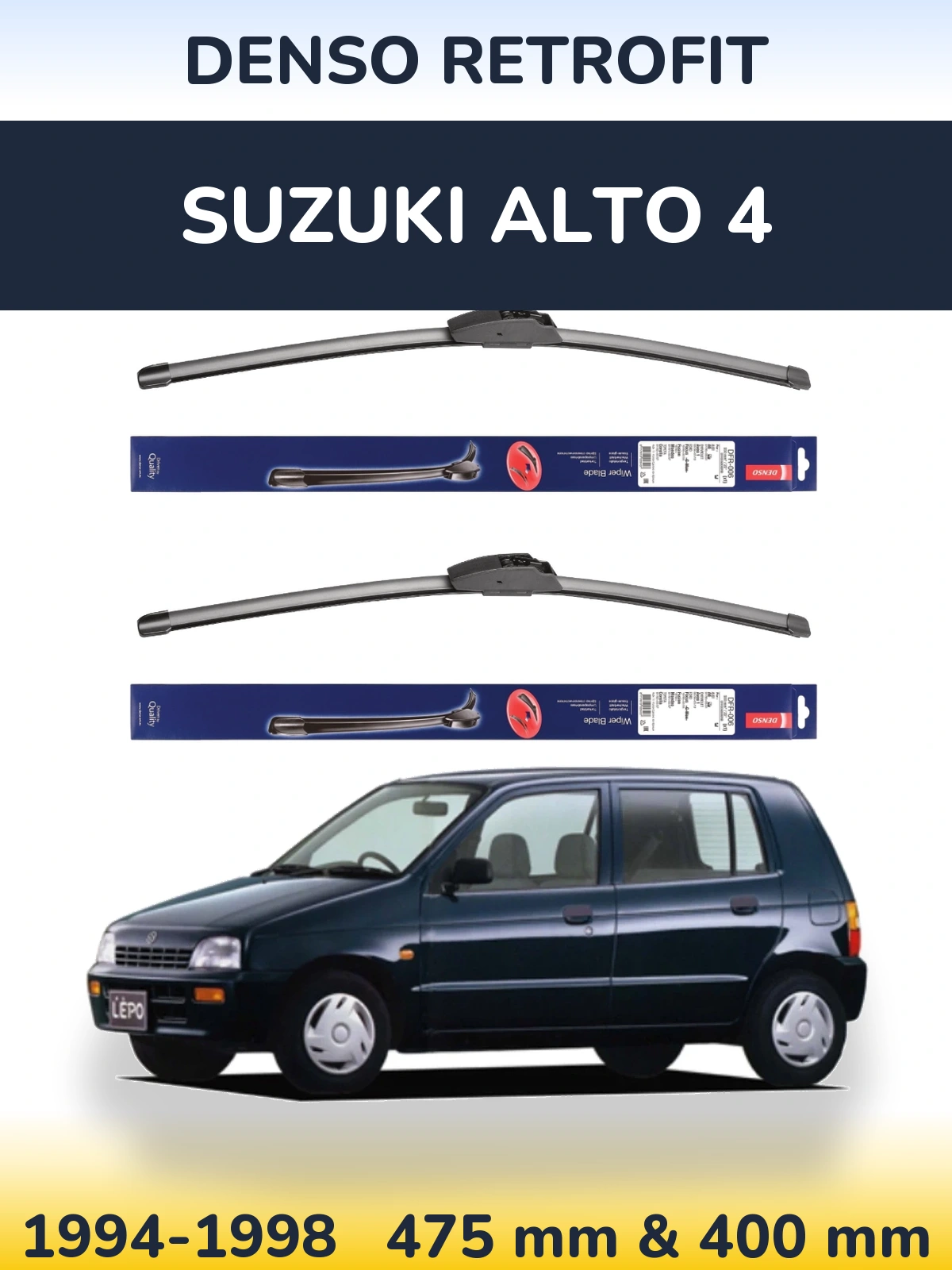 Sada předních stěračů Denso Retrofit 475 a 400 mm pro Suzuki Alto 4 1994-1998