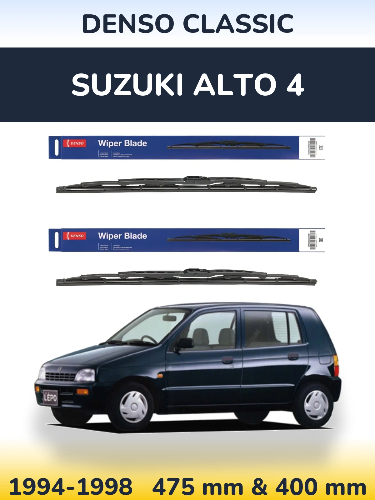 Sada předních stěračů Denso Classic 475 a 400 mm pro Suzuki Alto 4 1994-1998