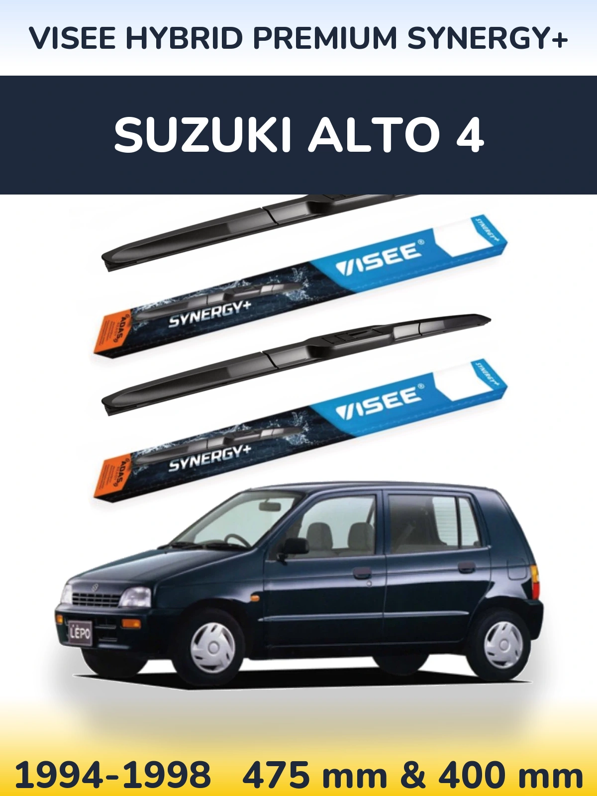 Sada předních stěračů VISEE HYBRID PREMIUM SYNERGY+ 475 a 400 mm pro Suzuki Alto 4 1994-1998