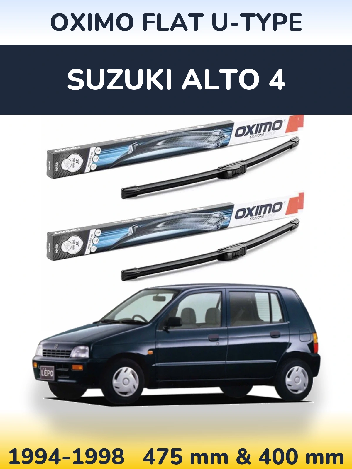 Sada předních stěračů Oximo Flat U-type 475 a 400 mm pro Suzuki Alto 4 1994-1998