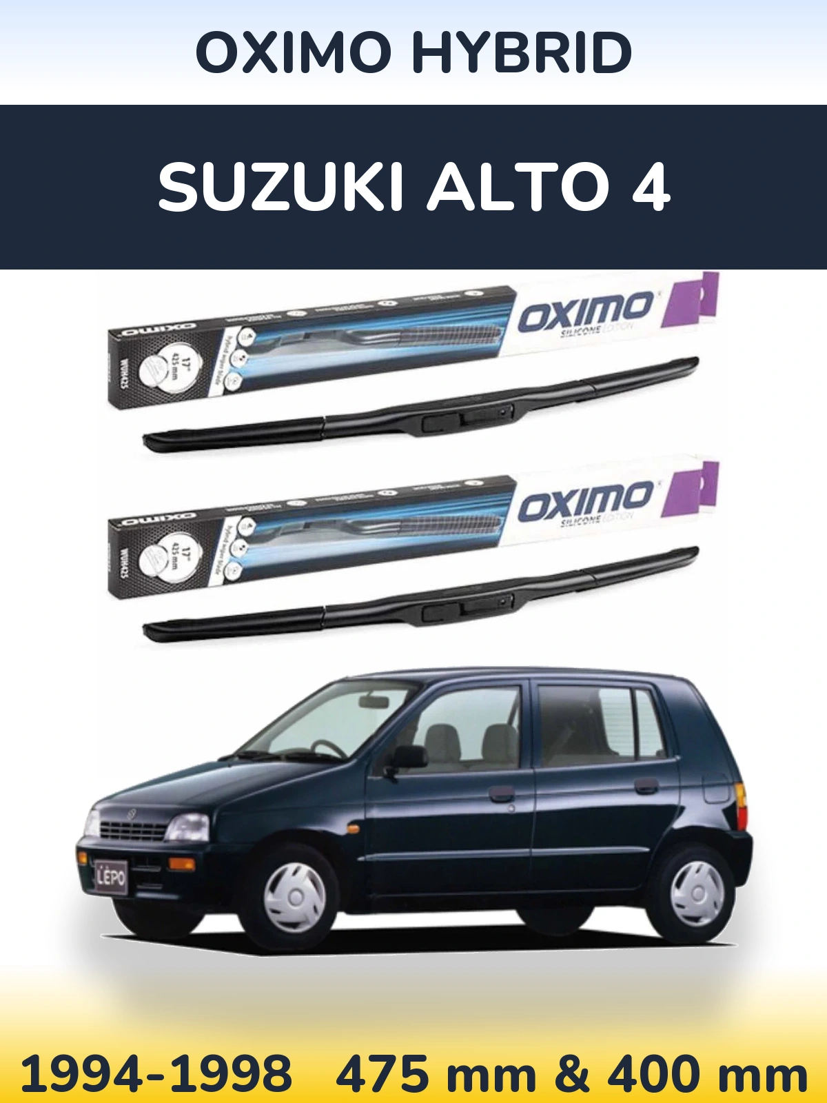Sada předních stěračů Oximo Hybrid 475 a 400 mm pro Suzuki Alto 4 1994-1998