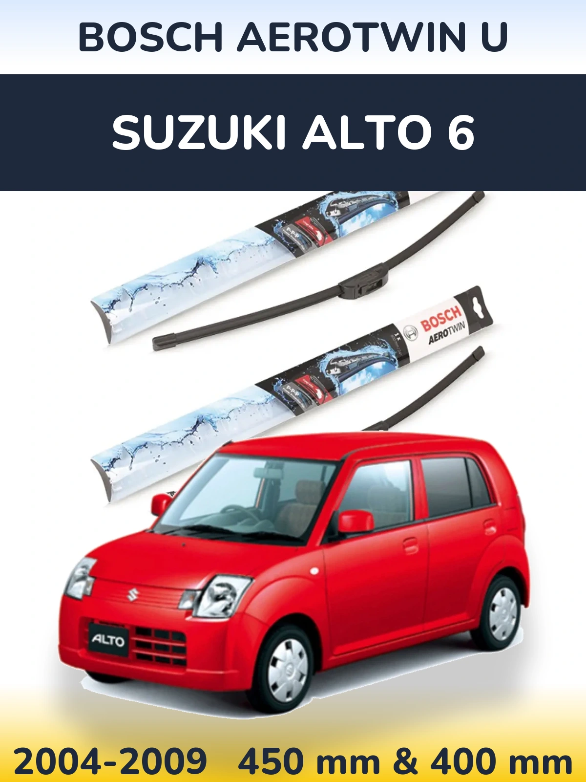 Sada předních stěračů BOSCH AeroTwin U 450 a 400 mm pro Suzuki Alto 6 2004-2009