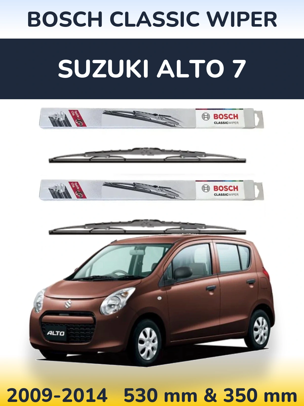 Sada předních stěračů BOSCH Classic Wiper 530 a 340 mm pro Suzuki Alto 7 2009-2014