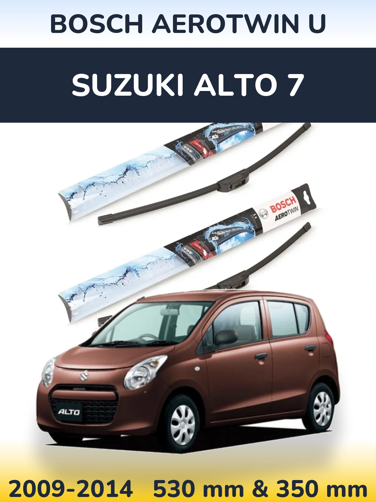 Sada předních stěračů BOSCH AeroTwin U 530 a 350 mm pro Suzuki Alto 7 2009-2014