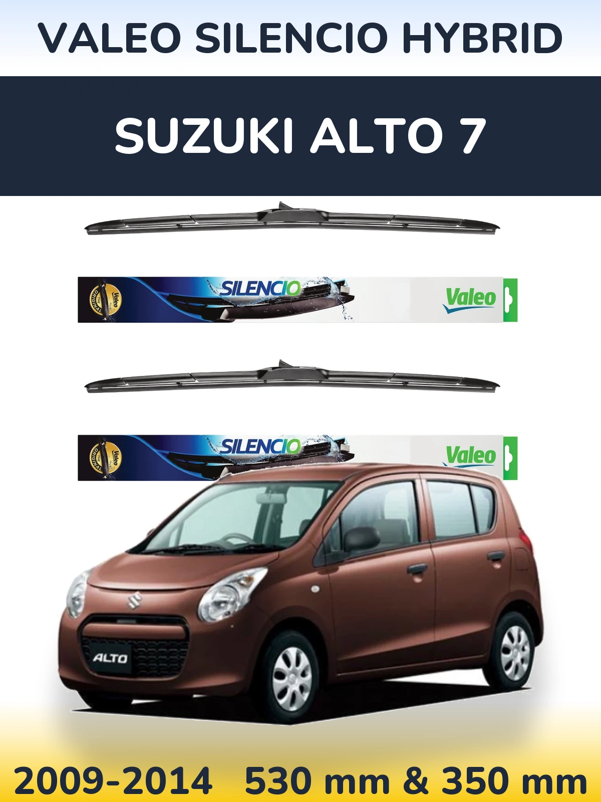 Комплект передніх щіток Valeo Silencio Hybrid 530 & 350 мм для Suzuki Alto 7 2009-2014