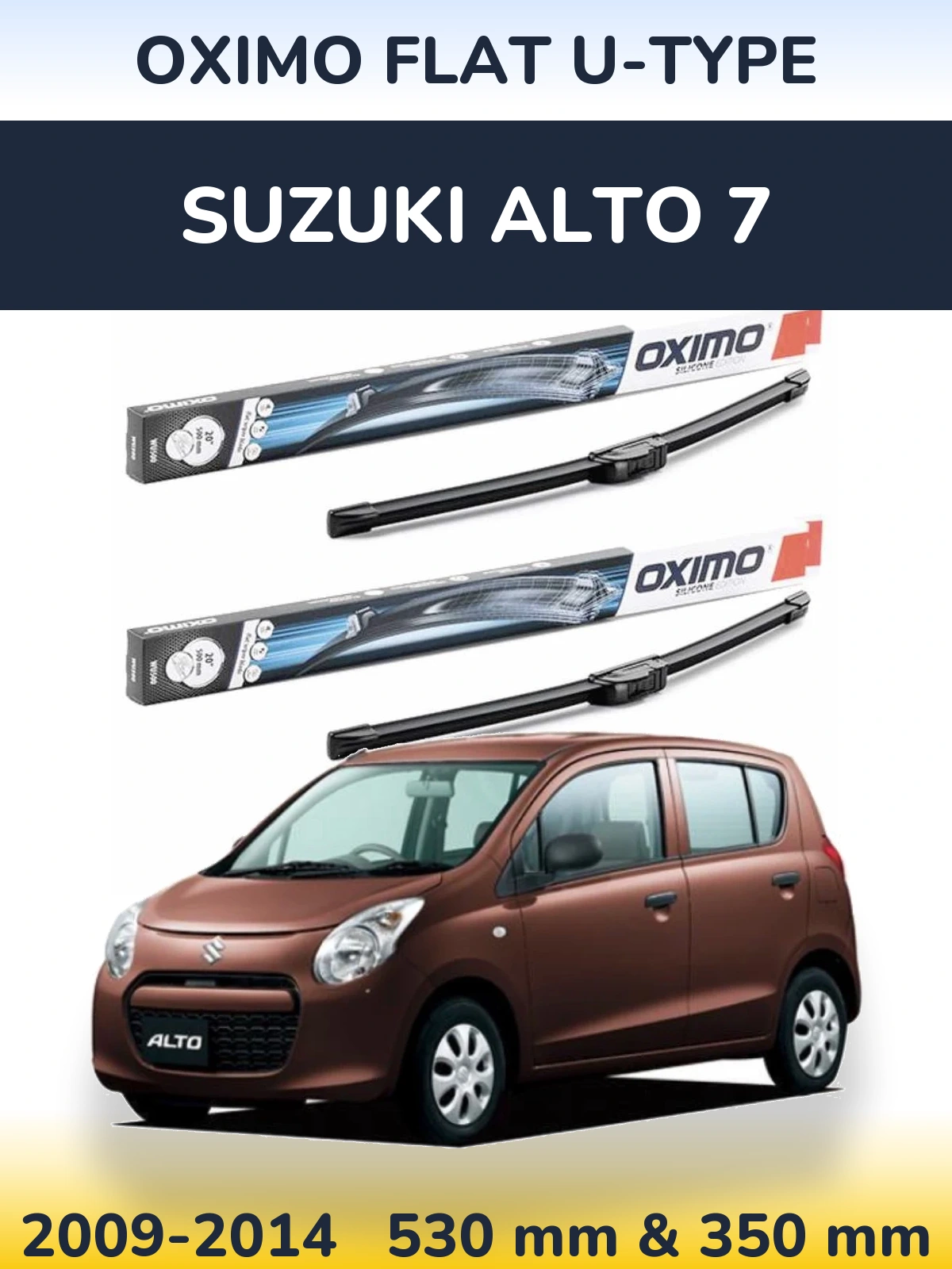Sada předních stěračů Oximo Flat U-type 530 a 350 mm pro Suzuki Alto 7 2009-2014
