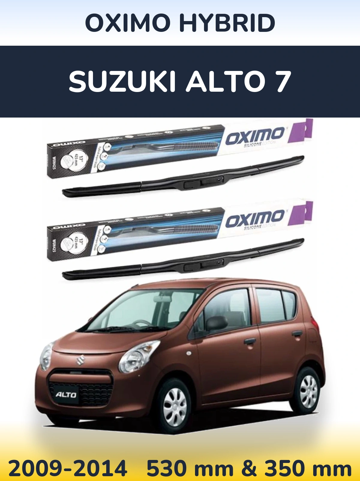 Sada předních stěračů Oximo Hybrid 530 a 350 mm pro Suzuki Alto 7 2009-2014