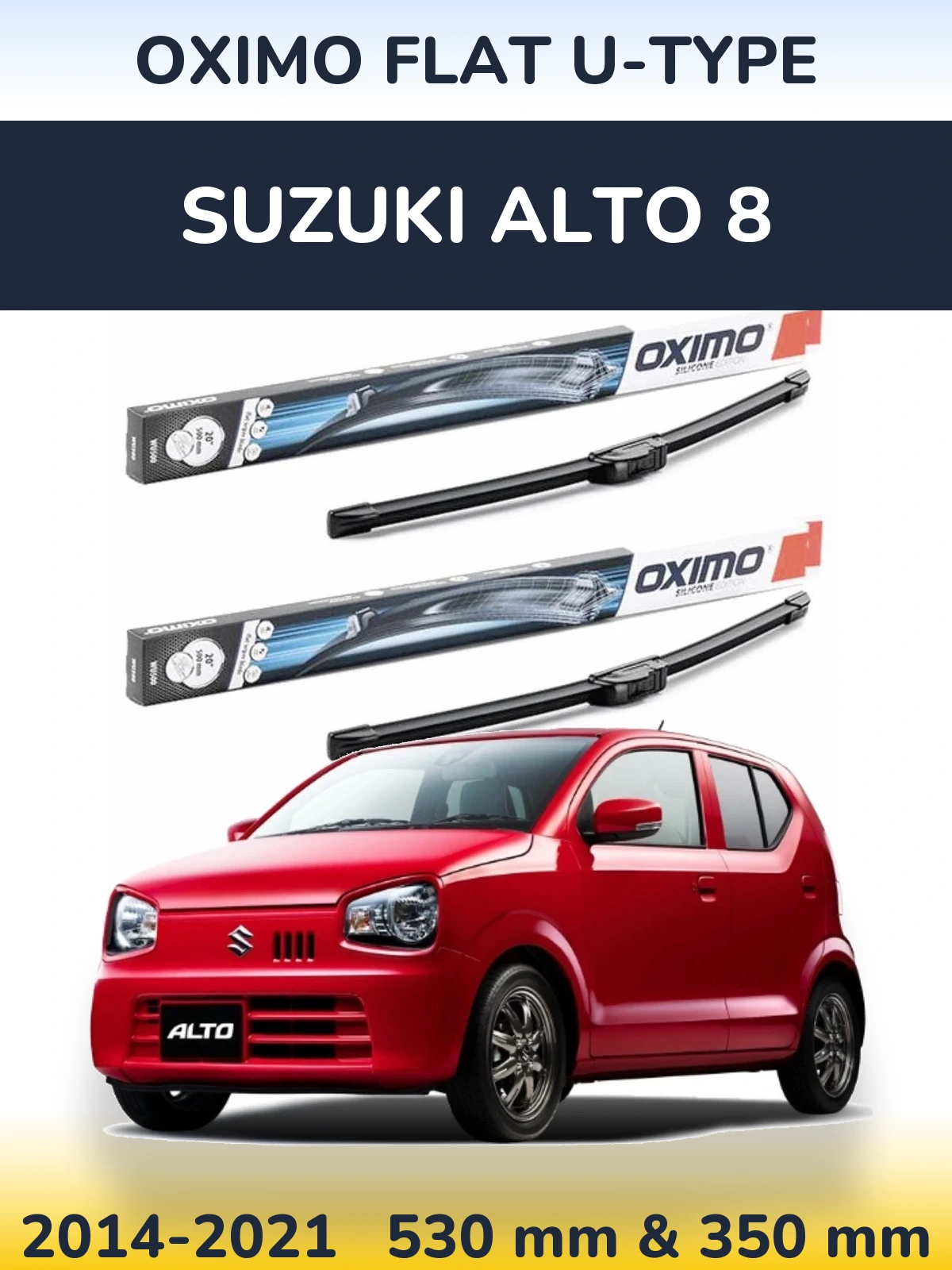 Sada předních stěračů Oximo Flat U-type 530 a 350 mm pro Suzuki Alto 8 2014-2021