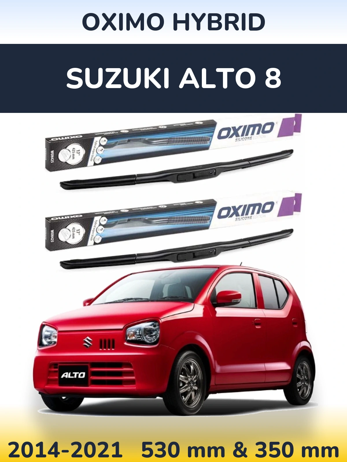 Sada předních stěračů Oximo Hybrid 530 a 350 mm pro Suzuki Alto 8 2014-2021