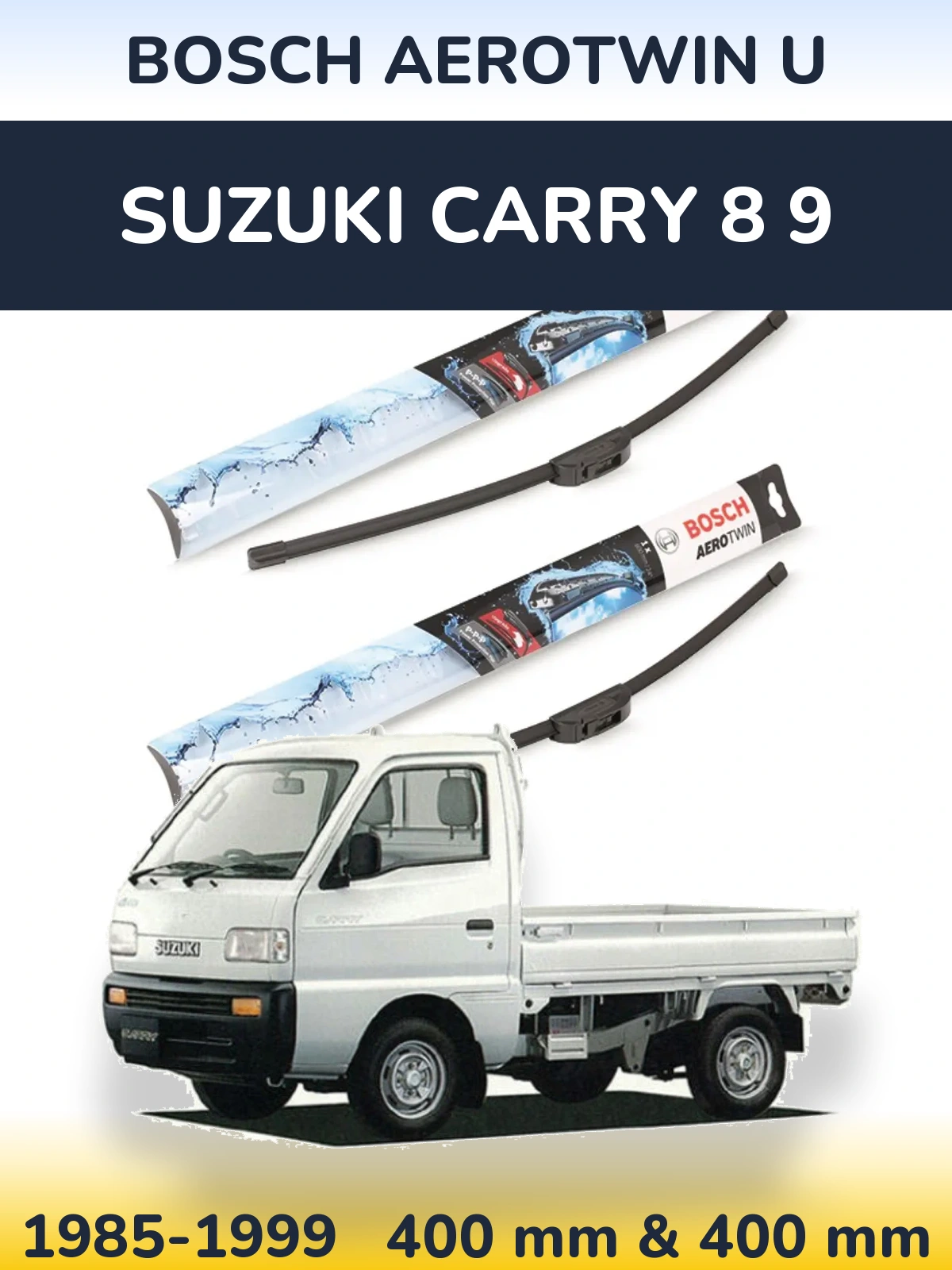 Sada předních stěračů BOSCH AeroTwin U 400 a 400 mm pro Suzuki Carry 8 9 1985-1999