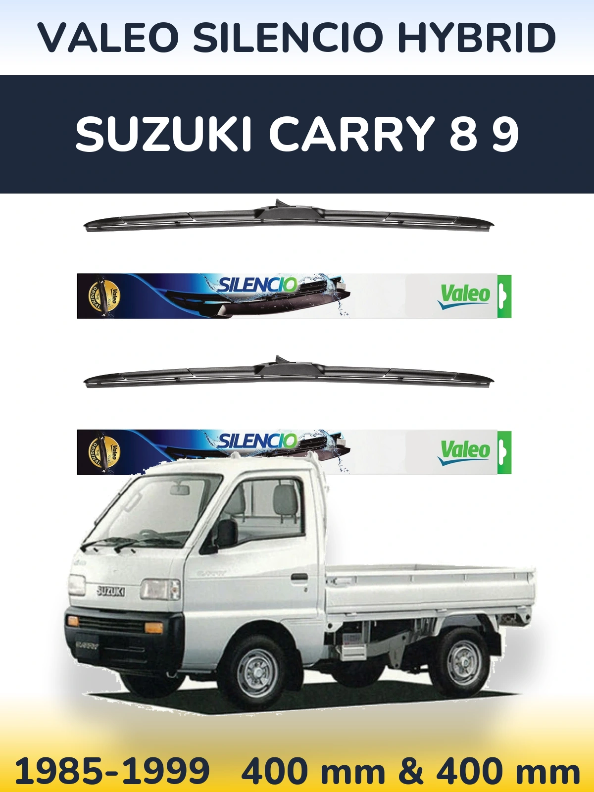 Sada předních stěračů Valeo Silencio Hybrid 400 a 400 mm pro Suzuki Carry 8 9 1985-1999