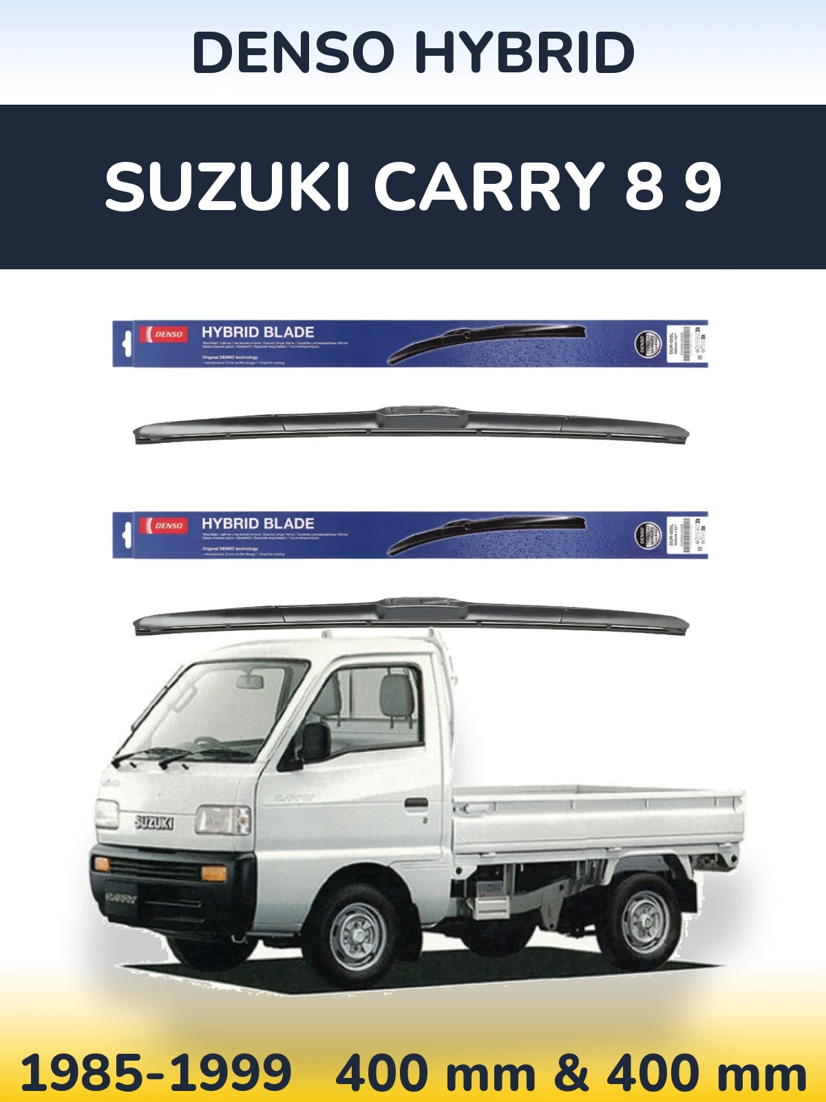 Sada předních stěračů Denso Hybrid 400 a 400 mm pro Suzuki Carry 8 9 1985-1999