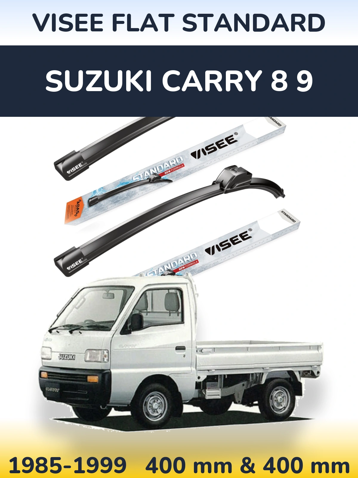 Sada předních stěračů VISEE FLAT STANDARD 400 a 400 mm pro Suzuki Carry 8 9 1985-1999