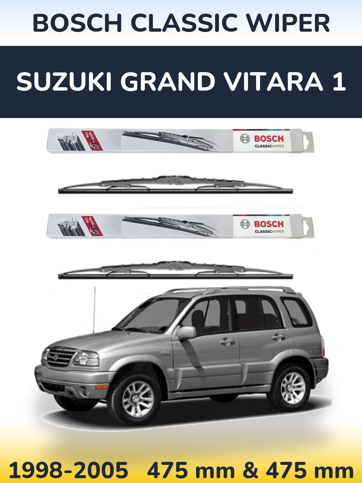 Sada předních stěračů BOSCH Classic Wiper 475 a 475 mm pro Suzuki Grand Vitara 1 1998-2005