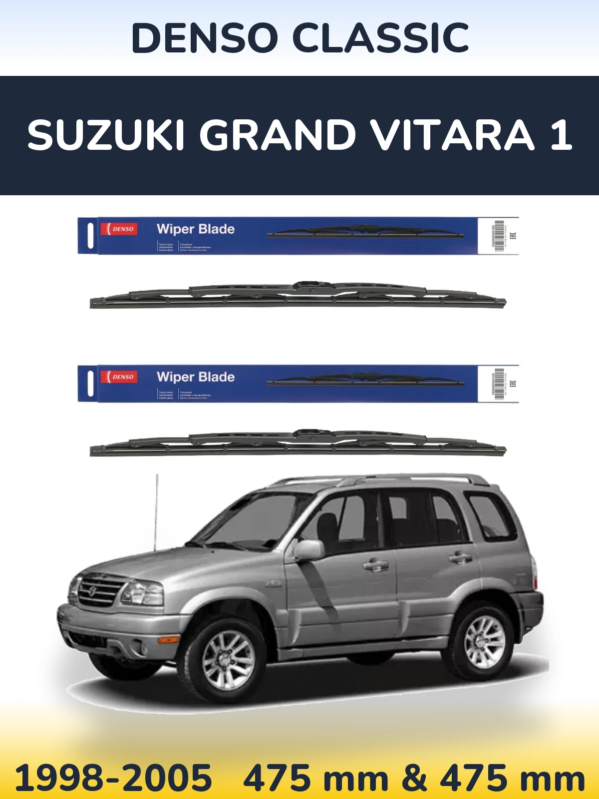 Sada předních stěračů Denso Classic 475 a 475 mm pro Suzuki Grand Vitara 1 1998-2005