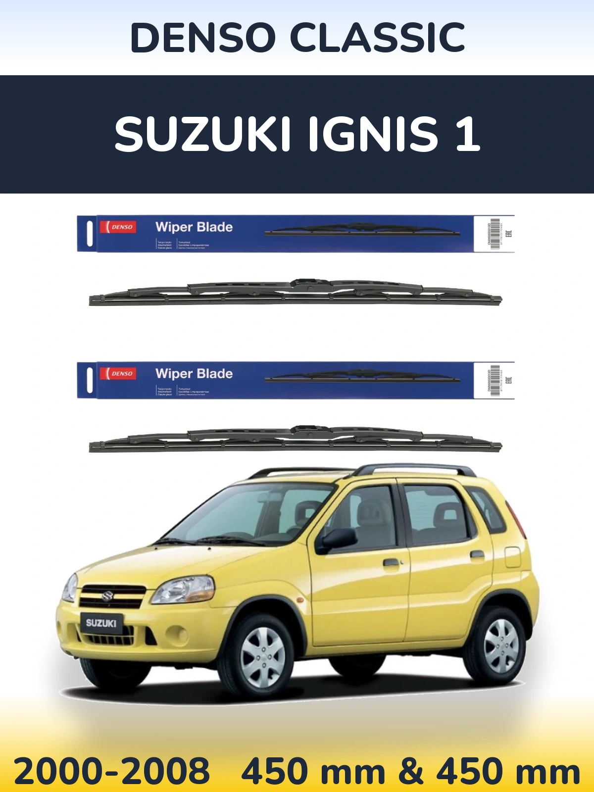 Sada předních stěračů Denso Classic 450 a 450 mm pro Suzuki Ignis 1 2000-2008