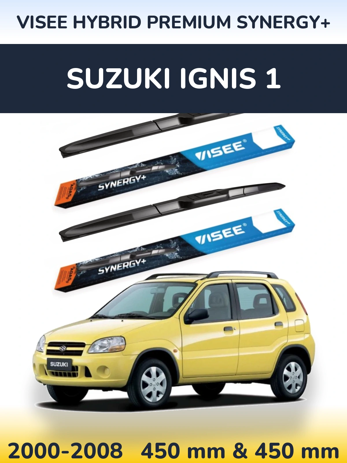 Sada předních stěračů VISEE HYBRID PREMIUM SYNERGY+ 450 a 450 mm pro Suzuki Ignis 1 2000-2008