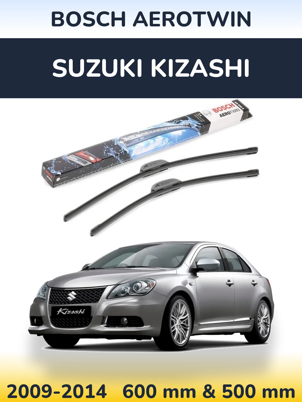 Комплект передніх щіток BOSCH AeroTwin 600 & 500 мм для Suzuki Kizashi 2009-2014